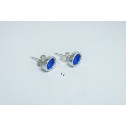 Freeform ezüst tűzzománc fülbevaló királykék