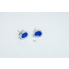 Freeform ezüst tűzzománc fülbevaló királykék