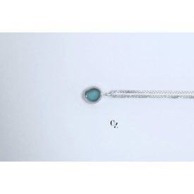 Freeform ezüst tűzzománc medál lánccal türkizzöld