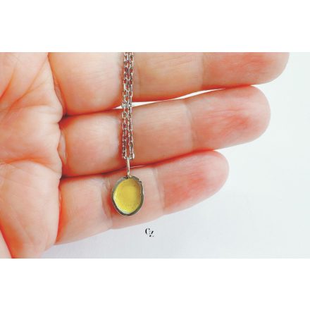 Freeform ezüst tűzzománc medál tojássárga (kérhető ezüst lánc hozzá)