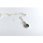Freeform ezüst tűzzománc medál sötétszürke- ezüst lánccal 