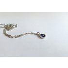 Freeform ezüst tűzzománc medál sötétkék- ezüst lánccal 