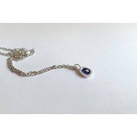   Freeform ezüst tűzzománc medál sötétkék- ezüst lánccal 