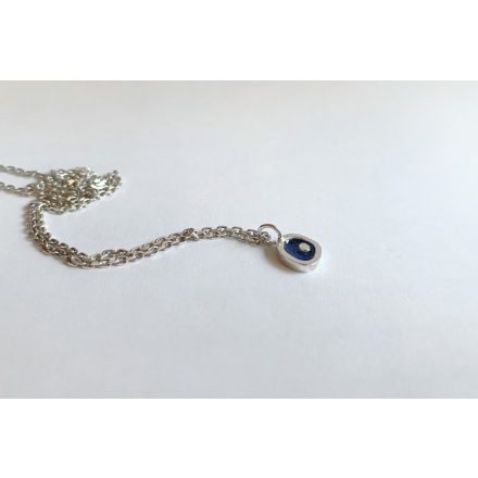 Freeform ezüst tűzzománc medál sötétkék- ezüst lánccal 