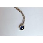 Freeform ezüst tűzzománc medál sötétkék- ezüst lánccal 