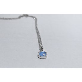   Freeform ezüst tűzzománc medál világoskék- ezüst lánccal 
