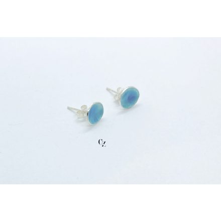 Minimelt ezüst tűzzománc fülbevaló türkiz