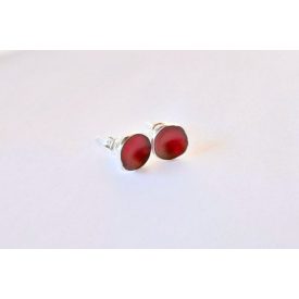 Minimelt ezüst tűzzománc fülbevaló piros