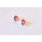 Minimelt ezüst tűzzománc fülbevaló piros