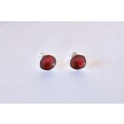 Minimelt ezüst tűzzománc fülbevaló piros