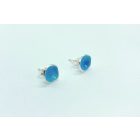 Minimelt ezüst tűzzománc fülbevaló türkiz kék