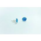 Minimelt ezüst tűzzománc fülbevaló türkiz kék