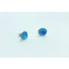 Minimelt ezüst tűzzománc fülbevaló türkiz kék