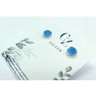 Minimelt ezüst tűzzománc fülbevaló türkiz kék