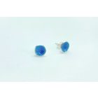 Minimelt ezüst tűzzománc fülbevaló türkiz kék