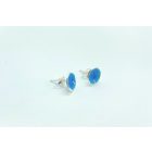 Minimelt ezüst tűzzománc fülbevaló türkiz kék