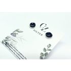 Minimelt ezüst tűzzománc fülbevaló fekete