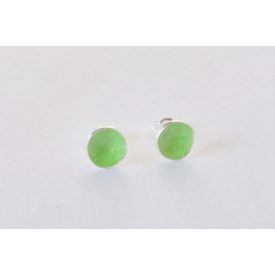 Minimelt ezüst tűzzománc fülbevaló világoszöld