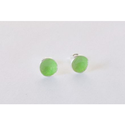 Minimelt ezüst tűzzománc fülbevaló világoszöld