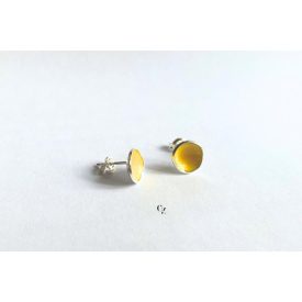 Minimelt ezüst tűzzománc fülbevaló aranysárga