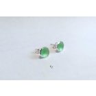 Minimelt ezüst tűzzománc fülbevaló világoszöld