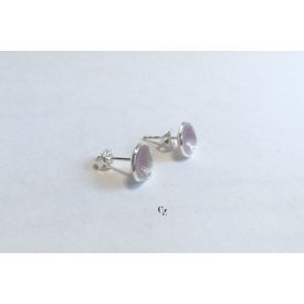 Minimelt ezüst tűzzománc fülbevaló világoslila