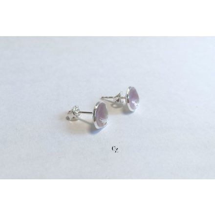 Minimelt ezüst tűzzománc fülbevaló világoslila