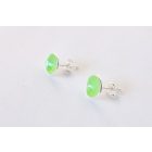 Minimelt ezüst tűzzománc fülbevaló világoszöld