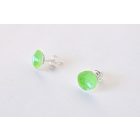 Minimelt ezüst tűzzománc fülbevaló világoszöld