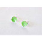 Minimelt ezüst tűzzománc fülbevaló világoszöld