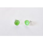 Minimelt ezüst tűzzománc fülbevaló világoszöld