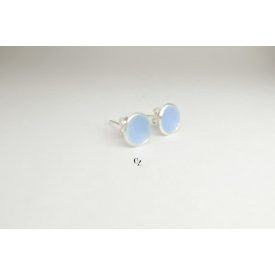 Minimelt ezüst tűzzománc fülbevaló világoskék