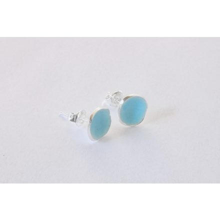 Minimelt ezüst tűzzománc fülbevaló égkék