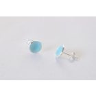 Minimelt ezüst tűzzománc fülbevaló égkék