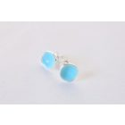 Minimelt ezüst tűzzománc fülbevaló égkék