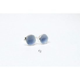 Minimelt ezüst tűzzománc fülbevaló szürkés kék