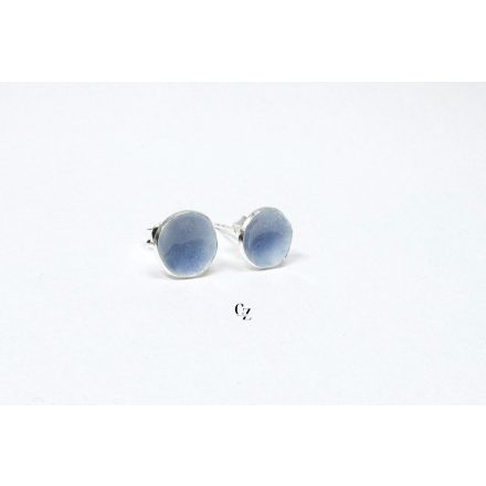 Minimelt ezüst tűzzománc fülbevaló szürkés kék