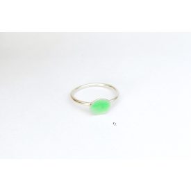 Minimelt ezüst tűzzománc gyűrű világoszöld(18mm)