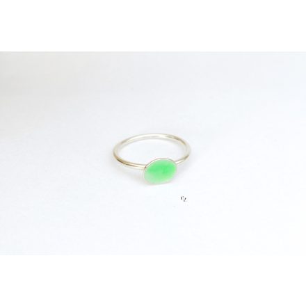 Minimelt ezüst tűzzománc gyűrű világoszöld(18mm)