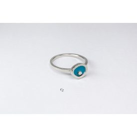 Freeform ezüst tűzzománc gyűrű türkiz(17.5mm)