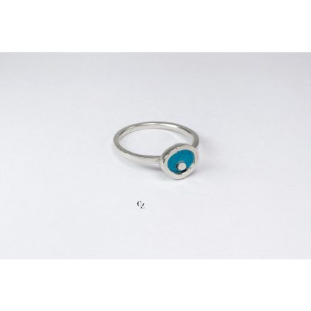 Freeform ezüst tűzzománc gyűrű türkiz(17.5mm)