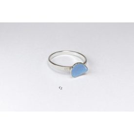 Minimelt ezüst tűzzománc gyűrű kék(18mm)