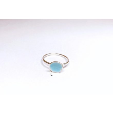 Minimelt ezüst tűzzománc gyűrű  kék(18mm)