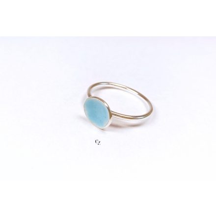 Minimelt ezüst tűzzománc gyűrű  kék(18.3mm)