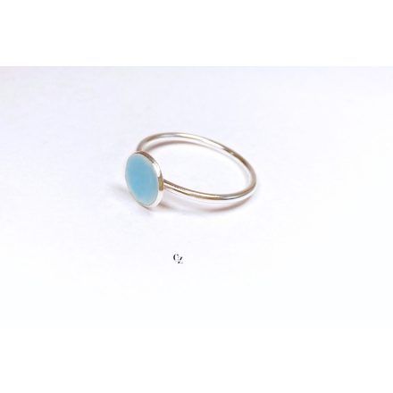 Minimelt ezüst tűzzománc gyűrű  kék(19.5mm)