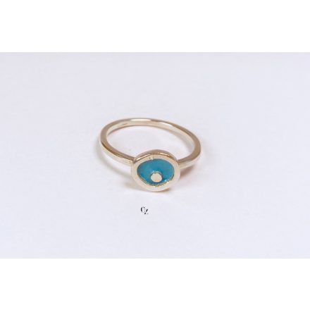 Freeform ezüst tűzzománc gyűrű világos kék(18.5mm)
