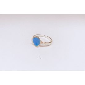 Minimelt ezüst tűzzománc gyűrű kék(18.5mm)