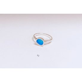 Freeform ezüst tűzzománc gyűrű türkiz(17,7 mm)