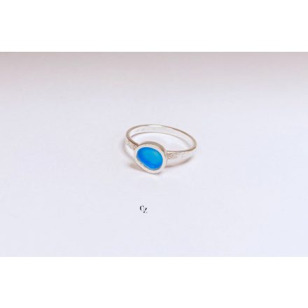 Freeform ezüst tűzzománc gyűrű türkiz(17,7 mm)