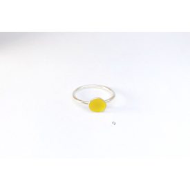 Minimelt ezüst tűzzománc gyűrű sárga(17,5mm)